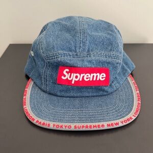 Supreme Denim Hat with Red Logo